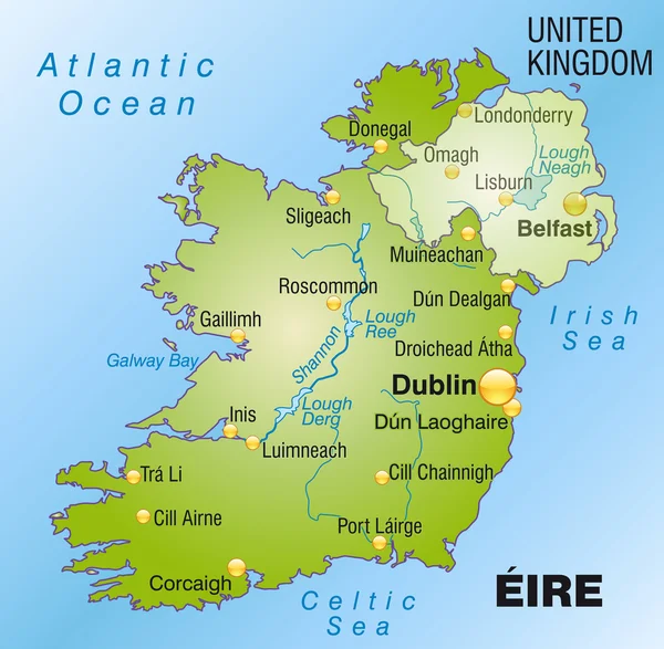 La carte de L'Irlande — Image vectorielle