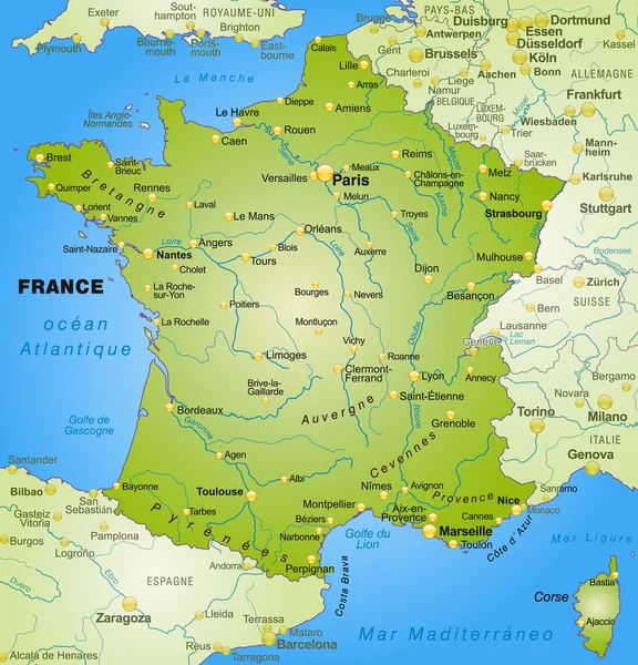 Mapa de Francia — Vector de stock