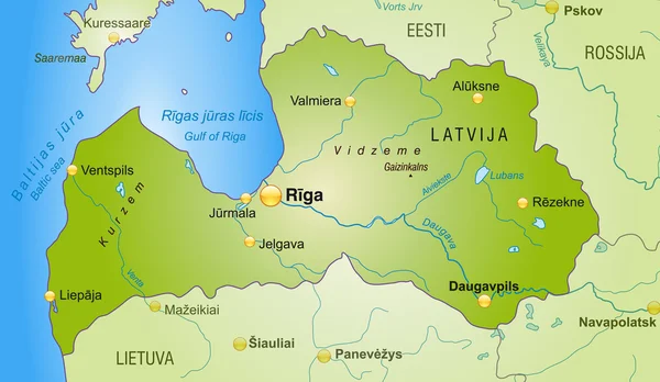 ラトビア地図 — ストックベクタ