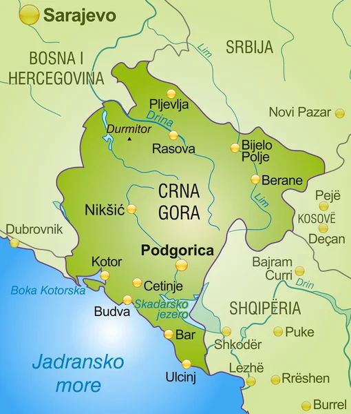 Mapa Černé Hory — Stockový vektor