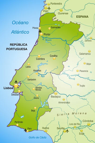 Kaart van Portugal — Stockvector