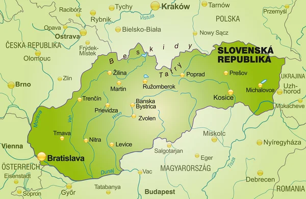 O mapa de Eslováquia — Vetor de Stock