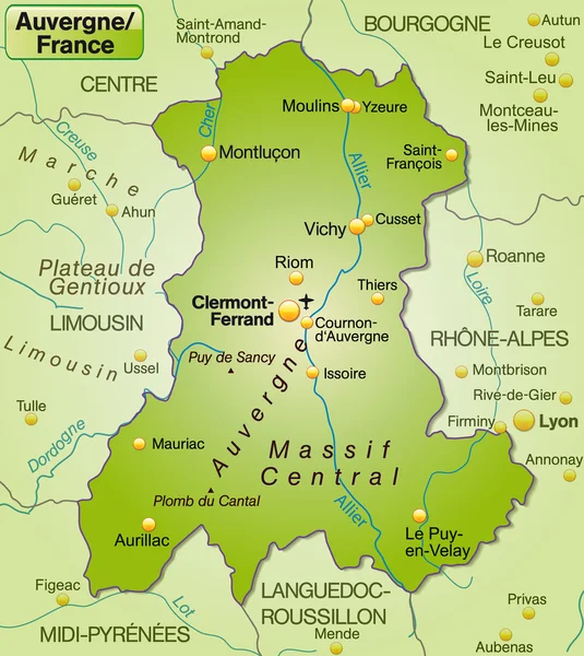 Mapa Auvergne — Wektor stockowy