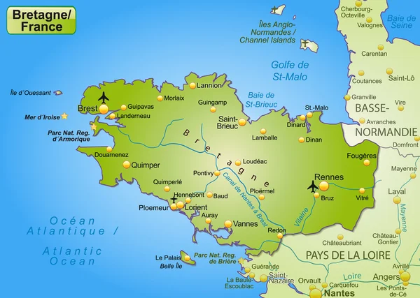 Brittany Haritası — Stok Vektör