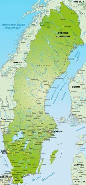 Kaart van Zweden — Stockvector