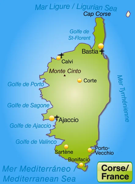 Korsika Haritası — Stok Vektör