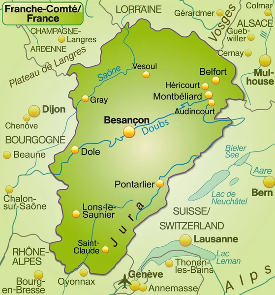 Карта Франш-Конте — стоковий вектор