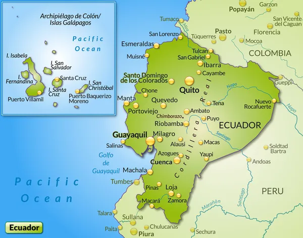 La mappa di ecuador — Vettoriale Stock