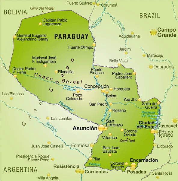 O mapa de Paraguai —  Vetores de Stock