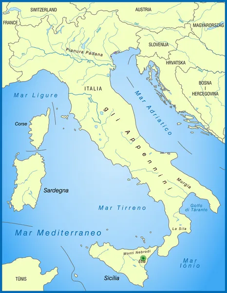 Carte de l'Italie — Image vectorielle