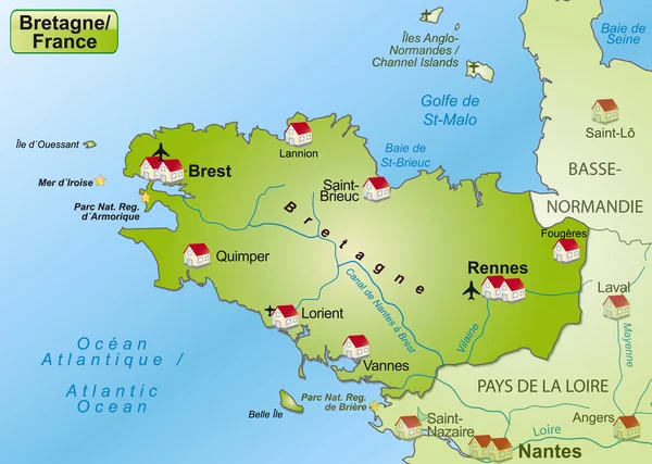 Karte der Bretagne — Stockvektor