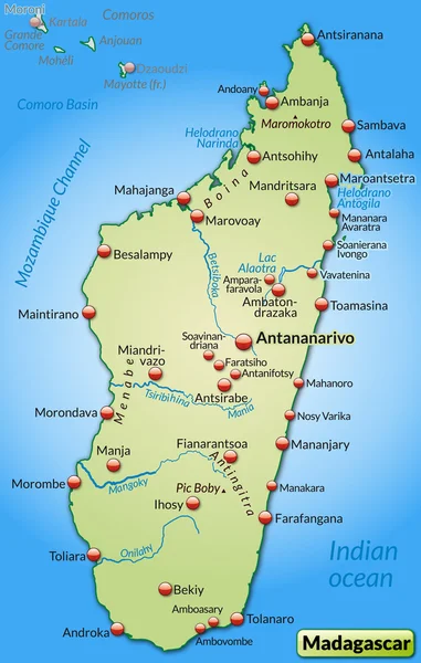 Mapa Madagaskar — Wektor stockowy