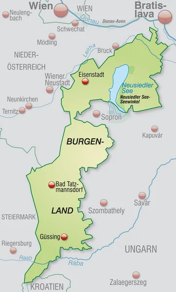 Map of Burgenland — Stock Vector