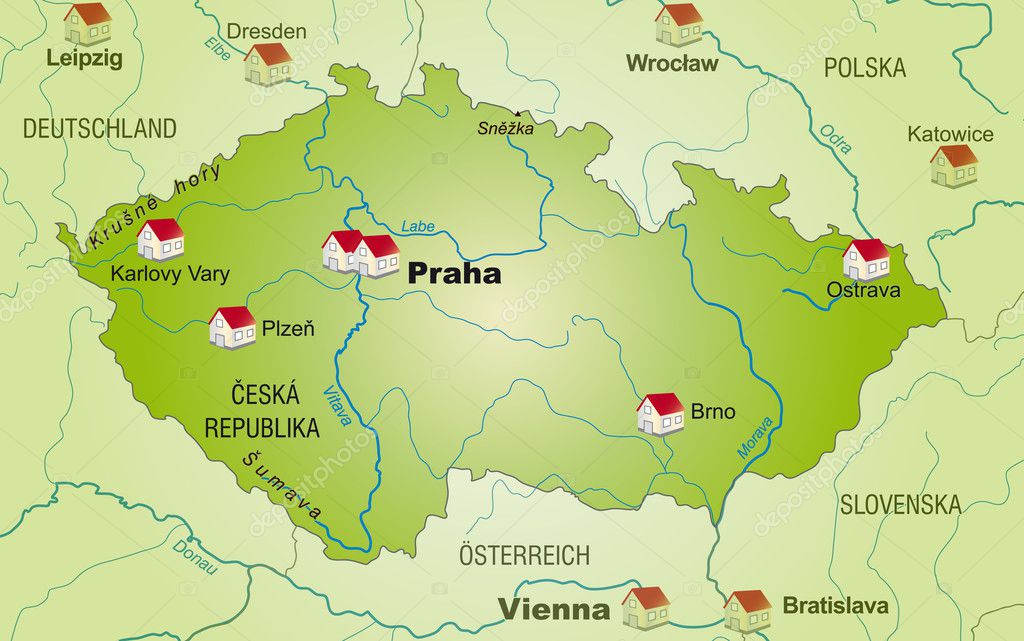 Tjeckien Karta - För att se mer detaljer kan du zooma in och ut över de
