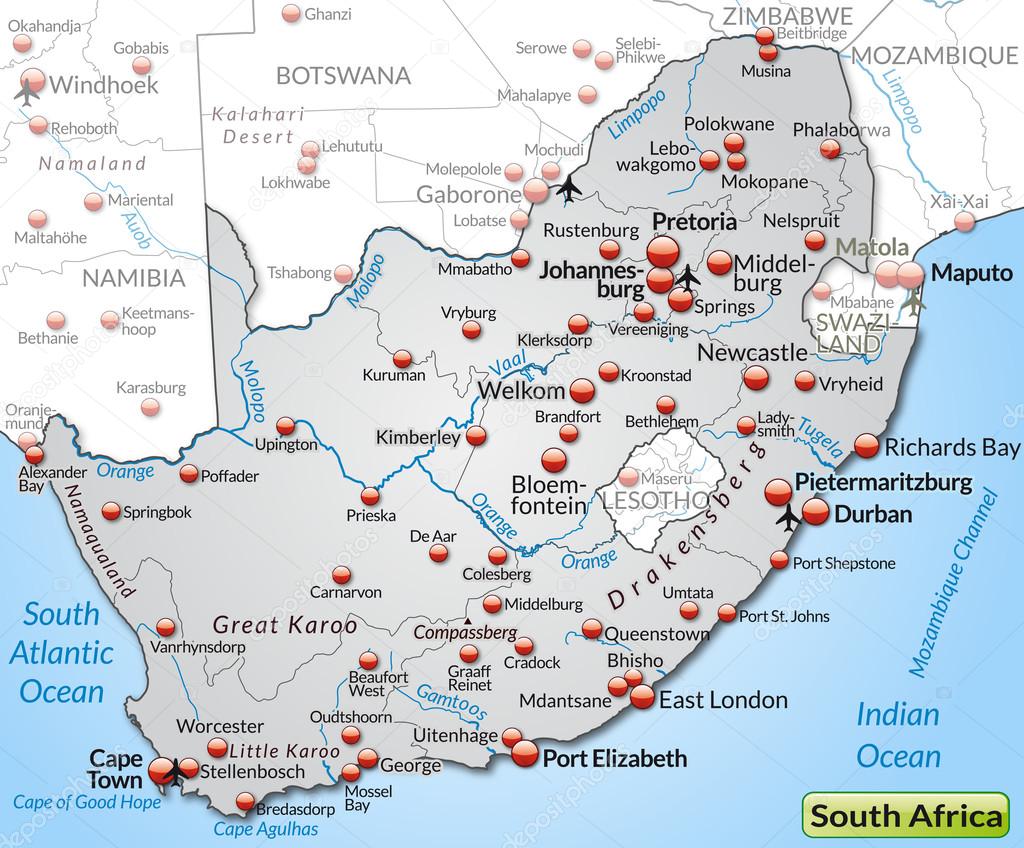 carte de l'Afrique du Sud — Image vectorielle artalis ...