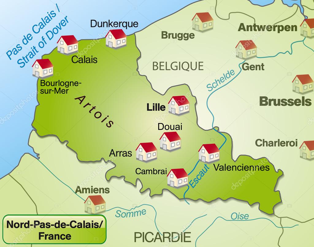 mapa de Nordpasdecalais — Archivo Imágenes Vectoriales © artalis