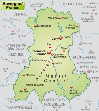 Map of auvergne clipart