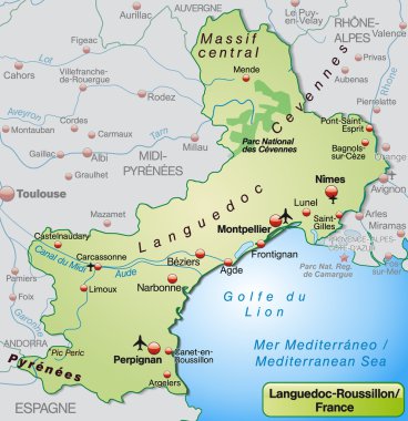 languedoc-roussillon Haritası