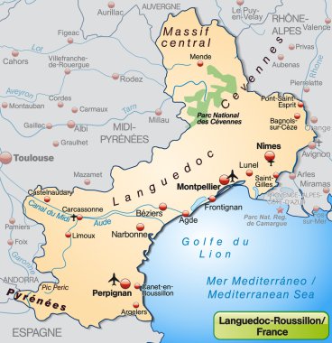 languedoc-roussillon Haritası