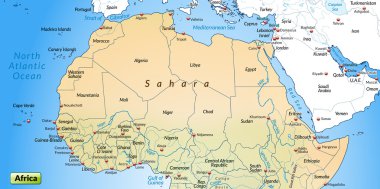 Genel bir harita olarak Afrika haritası