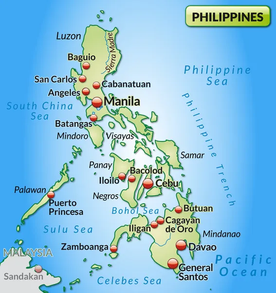 Mapa de philippines — Archivo Imágenes Vectoriales