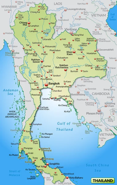 Mapa Tajlandii — Wektor stockowy
