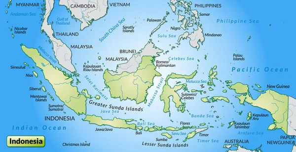 Mapa indonezji — Wektor stockowy