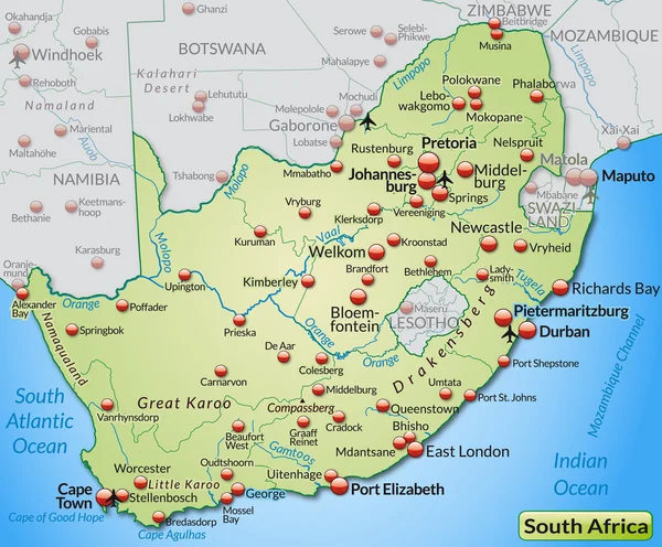 Map of south africa — Stock Vector