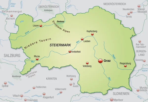 Karte der Steiermark — Stockvektor