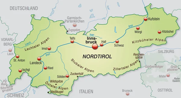 Mapa Tyrolsko — Stockový vektor