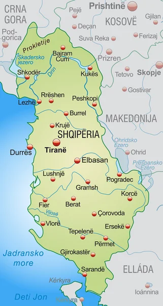 Albánia térképe — Stock Vector