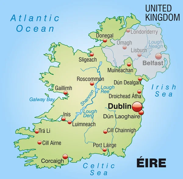 La carte de L'Irlande — Image vectorielle