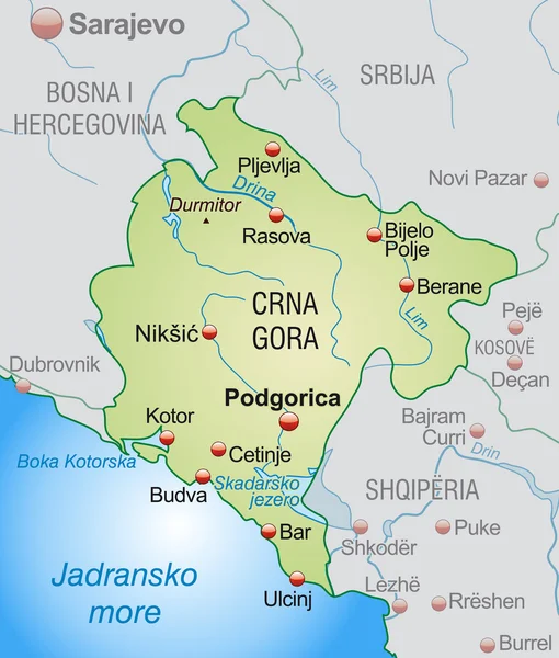 Карта Черногории — стоковый вектор