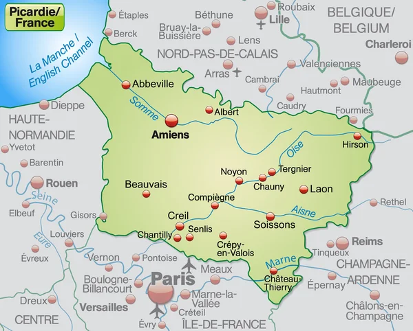 La mappa di picardie — Vettoriale Stock