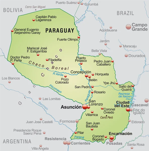 Mapa Paraguaye — Stockový vektor