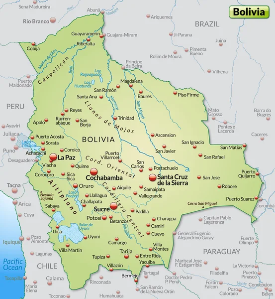 Mapa online de Bolivia — Vector de stock