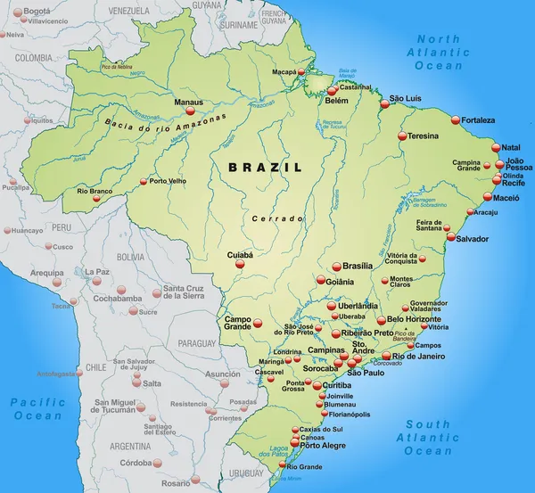 Mapa do Brasil — Vetor de Stock