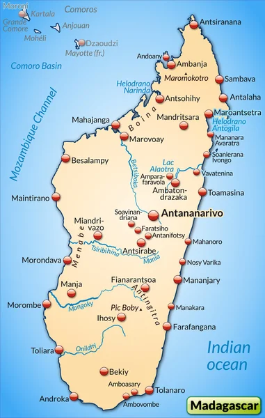 Kaart van Madagaskar — Stockvector