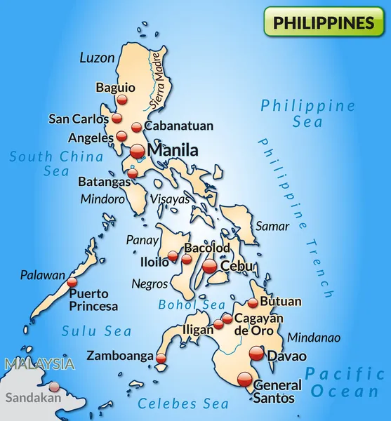 O mapa de filipinas —  Vetores de Stock