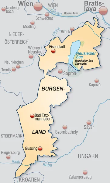 ブルゲンラント州の地図 — ストックベクタ