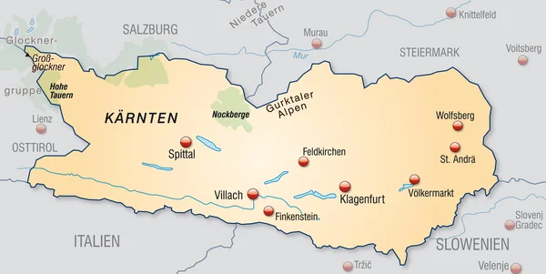 La carte de kaernten — Image vectorielle
