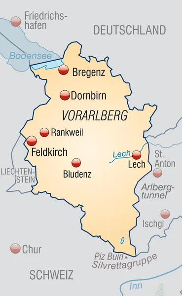 Vorarlberg Haritası — Stok Vektör