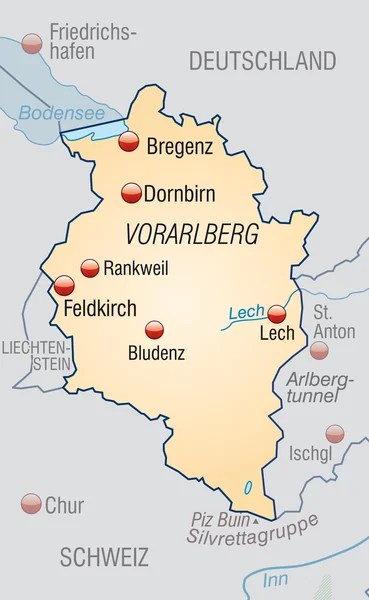 Kaart van vorarlberg — Stockvector