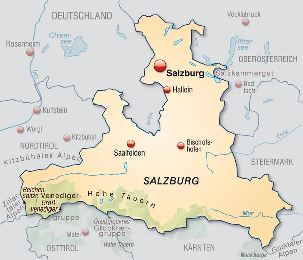 ザルツブルク地図 — ストックベクタ