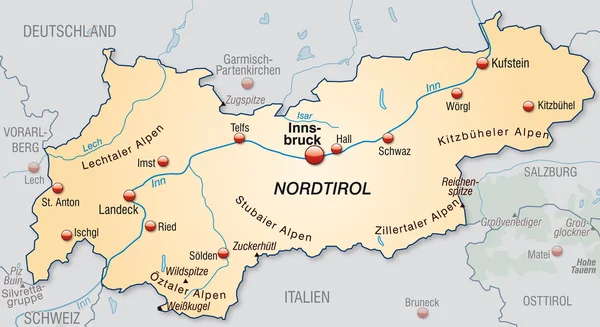 Map of tyrol — Stock Vector