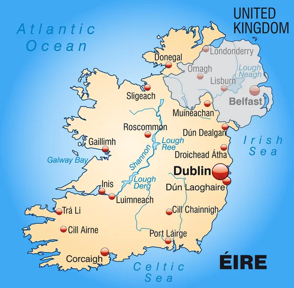 Mapa da Irlanda — Vetor de Stock