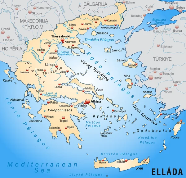 Görögország térképe — Stock Vector