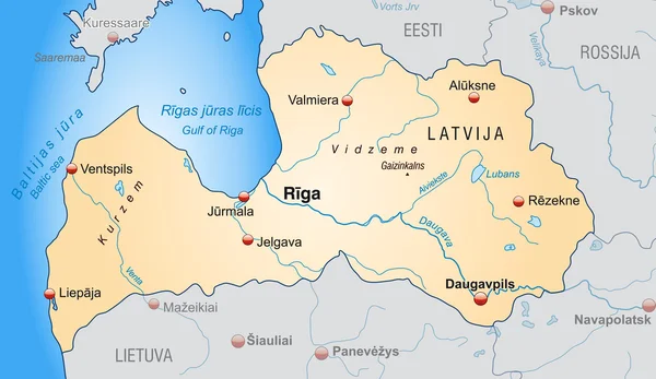 라트비아 지도 — 스톡 벡터