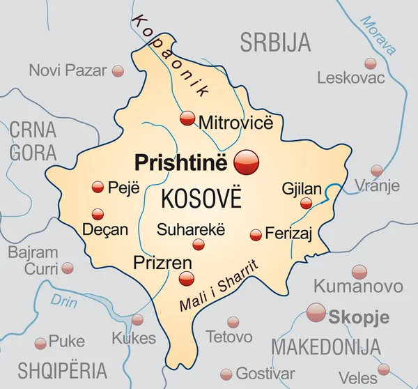 Carte du Kosovo — Image vectorielle