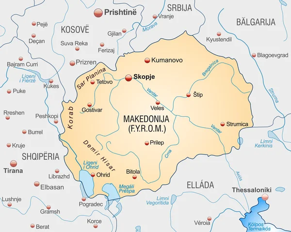 마케도니아의 지도 — 스톡 벡터